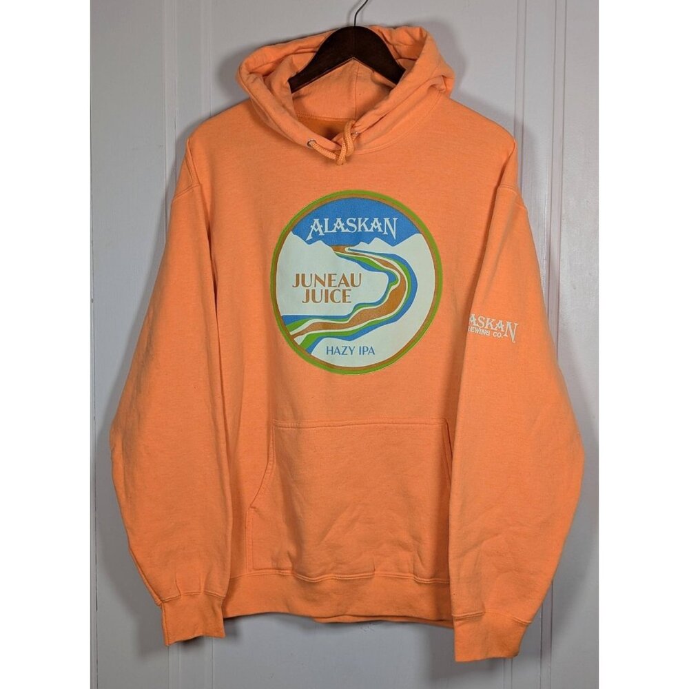 Alaskan Brewing Co Hoodie Unisex Large Orange Sweatshirt Juneau Juice Hazy IPA